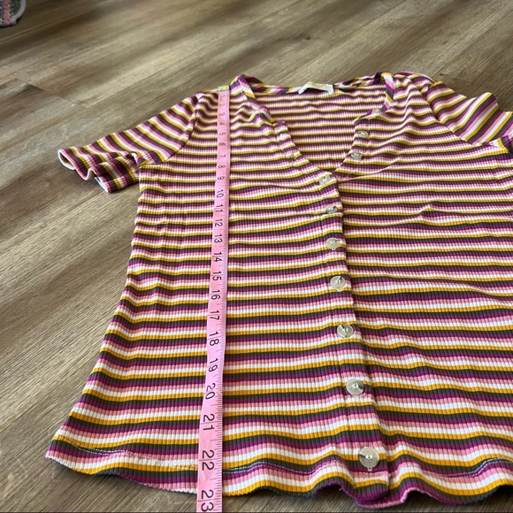 Anthropologie Maeve Rib Striped Short Sleeve Tee L - Picture 8 of 10